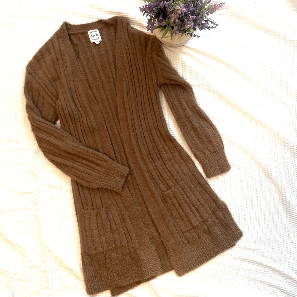 Brown 🧸 Open Front Long Cardigan Hippie Rose small